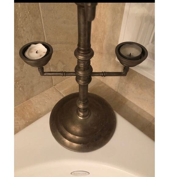 Vintage Style Pottery Barn Metal Candleholder Multi-Tier Candelabra Accent Decor - Picture 10 of 16